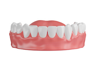 Dental arch with realistic tongue on transparent background in 3d rendering
