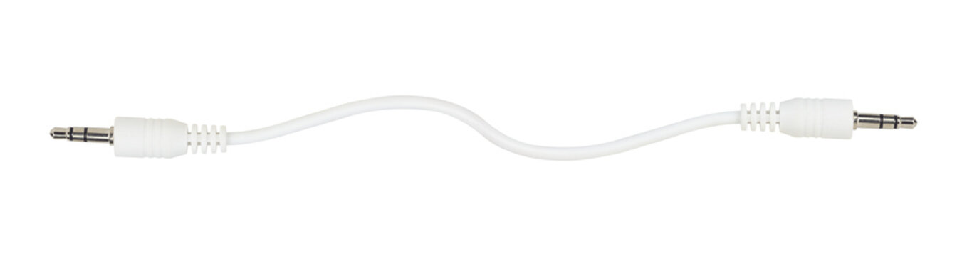 TRRS audio jack, aux cable isolated from background