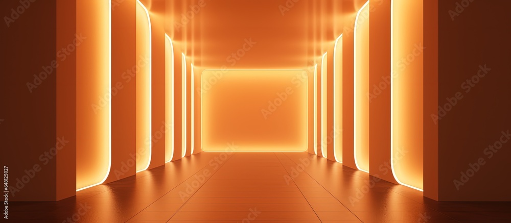 Poster rendered background of an empty illuminated corridor