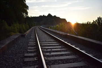 Sunset by Railroad Tracks near Radcliff, Kentucky, Tioga Falls Trail