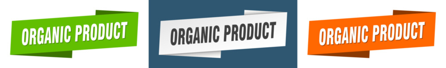 organic product banner. organic product ribbon label sign set