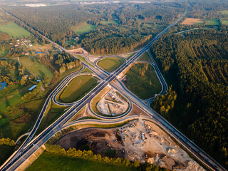 Kekava Bypass highway intersection in Latvia. Transportation and communications concept. Road Riga...