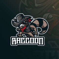 Raccoon mascot logo design vector with modern illustration concept style for badge, emblem and t shirt printing. Angry raccoon illustration for sport and esport team.