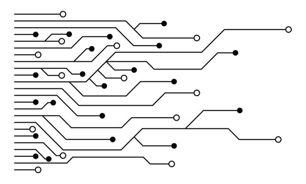 Printed circuit board. Abstract futuristic circuit board. Hi tech digital circuit board. Futuristic technology design elements. Vector illustration