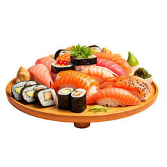 Close up shot of a sushi platter.