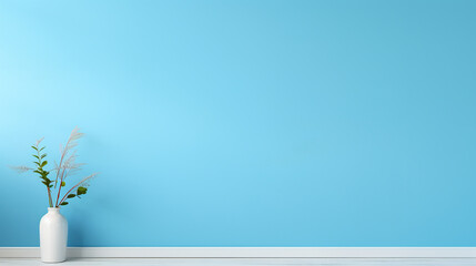 Plain soft blue wall and white floor background