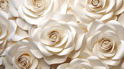 a large group of white flowers with a white center on a white background.  generative ai