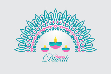 Happy Diwali. background with diwali flower elements and mandala vectors