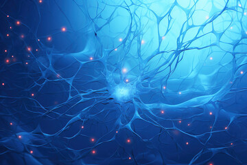 abstract neuron on a blue background.