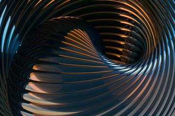 Futuristic Shiny Abstract Tunnel Background. Three-Dimensional Illustration.