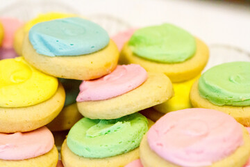 Fototapeta na wymiar Multi-Colored Sweet Desserts with Icing