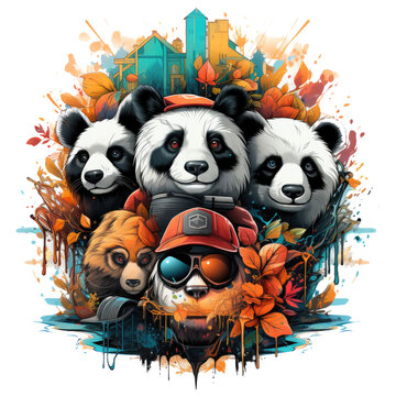 A heartwarming panda t-shirt design embodying the spirit of unity, Generative Ai