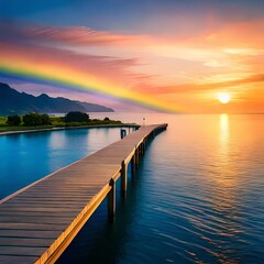 Fototapeta premium sunset on the lake
