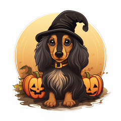 black and tan dachshund halloween cartoon