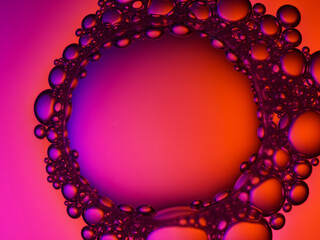 Close up soap bubble on water led light background