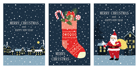 Set of greeting cards for Christmas and New Year.