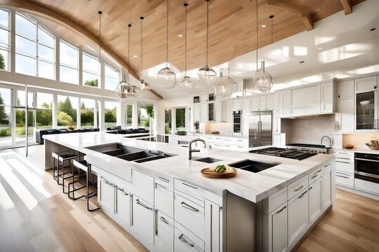modern kitchen interior with kitchen c 4k HD quality photo. ounter