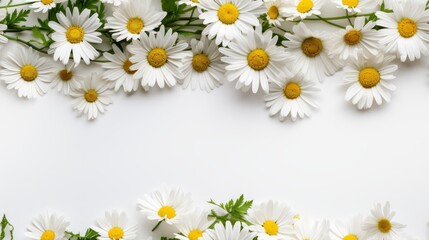 White pink daisies on a white frame background.