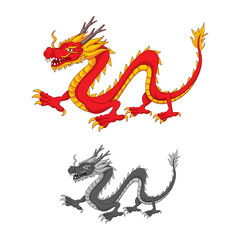 Chinese Dragon Traditional Culture, vector illustration cartoon.

