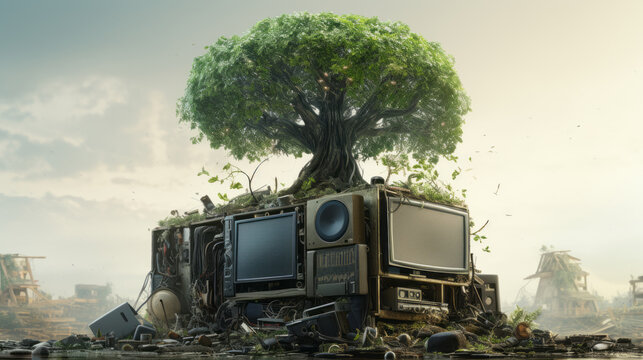 Green Sustainability e-waste concept