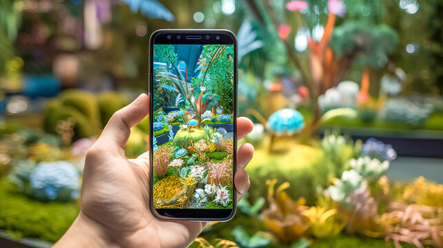 photos of blooming gardens with the help of a modern smartphone, colorful world on the OLED screen