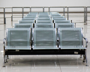 Public Polished Aluminum, Chrome and Stainless Steel Indoor Iron Chair Benches 