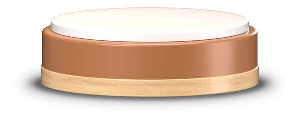 round wooden podium stage with brown color for product