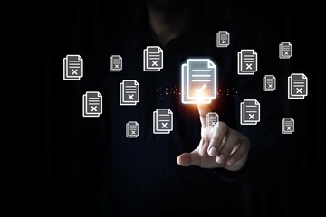 Search engine data document content management system and online file transfer download or sharing and database digital cloud drive storage service on computer network technology analytics concepts