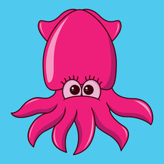 Cute Squid Character Vector Illustration