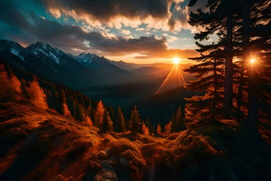 sunset in the mountains 4k HD quality photo. 