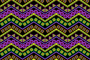 colorful wave geometric ethnic oriental pattern design for background or wallpaper seamless pattern. Design for fabric, curtain, background, carpet, wallpaper, clothing, wrapping,Vector illustration