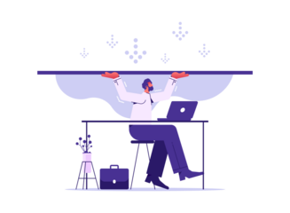 Stressed man holding heavy burden on hands. Distressed businessman carrying load or weight, overwork and workload