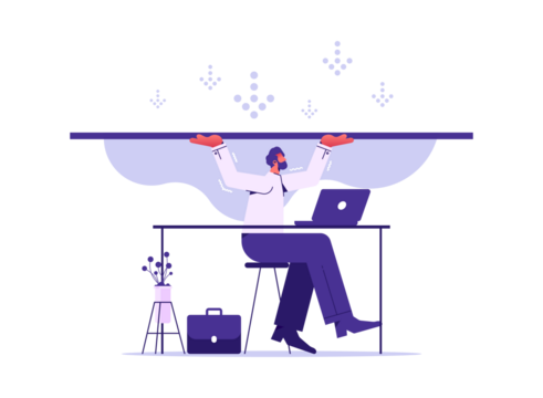 Stressed man holding heavy burden on hands. Distressed businessman carrying load or weight, overwork and workload