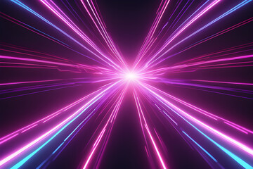 Fototapeta premium Futuristic and vibrant, this 3D-rendered abstract neon background with ascending lines makes for an amazing wallpaper.