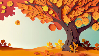 4 seasons in paper art, spring, summer, autumn and winter