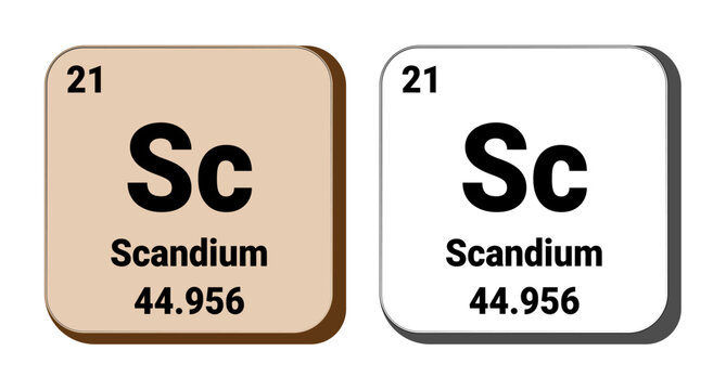 Sc, Scandium element vector icon, periodic table element. Vector illustration EPS 10 File. Isolated on white background.