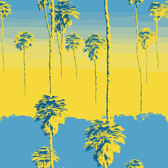 Obraz premium Varied Pattern of Palm Trees and Leaves. Generative AI illustration.