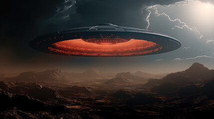 Obraz premium Galactic Visions: Alien Craft Artwork Paint as Conjured by Generative AI