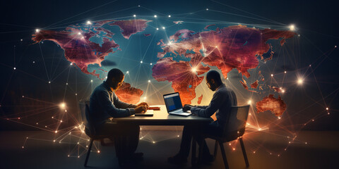 Fototapeta na wymiar Global network connection, exchange business information