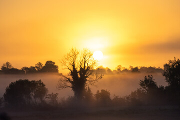 Sunrise in Ireland with light streaks