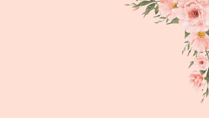 Fototapeta premium peach-colored background with floral patterns for greeting card or business card