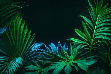 Fototapeta na wymiar palm tree leaves generated by AI technology