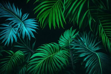 Fototapeta na wymiar palm leaves background generated by AI technology