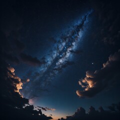 céu aberto azul noite clara com estrelas e portal se abrindo