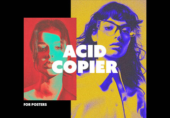 Acid Copier Poster Photo Effect Mockup With Generative AI Preview