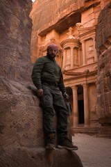 man with the typical petra pose