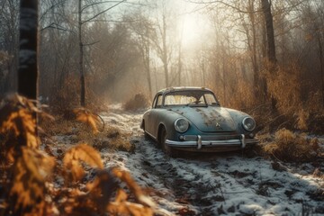 Obraz na płótnie Canvas vintage car in the forest