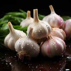 macro shots of the wet garlic