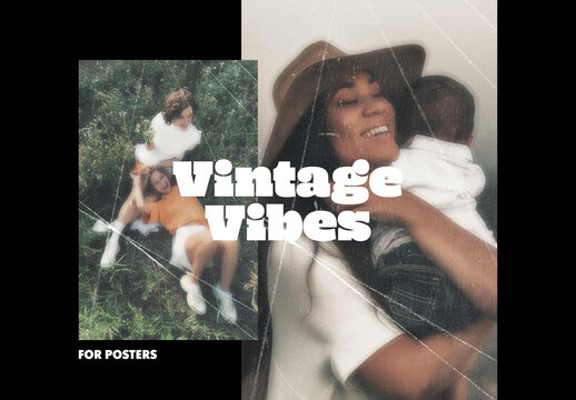 Nostalgia Vibes Poster Photo Effect Mockup