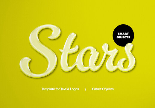 Yellow Glossy Text Effect Mockup